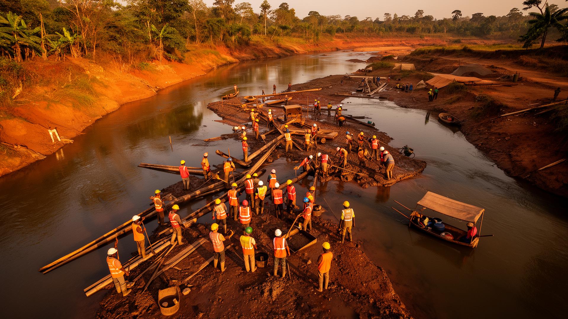 Small-scale gold mining operation in Ghana